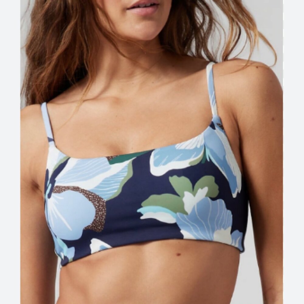 Athleta Scoop Bikini Top A-C Hero Bloom Dress Blue